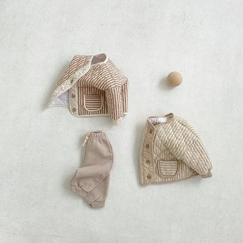 Autumn Vintage Rhombus Wave Pattern Double Layer Coat