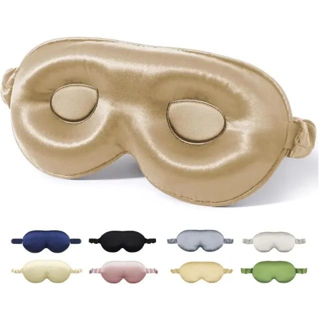Shading And Ventilation Skin friendly Mulberry Silk Stereo Eye Mask Champagne - Shop at LoveMi