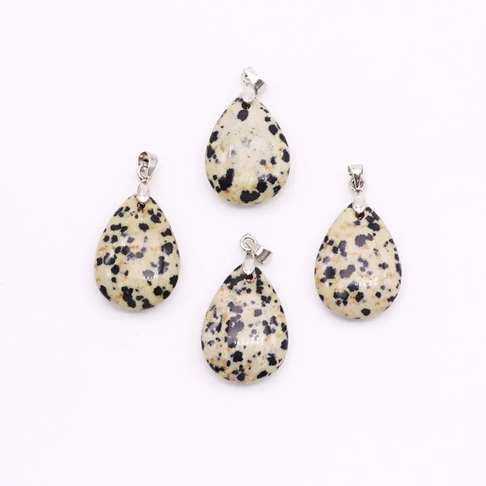 Natural Stone Black Line Red Texture Pendant Water Drop-shaped Unakite Pendant - Spotted Stone