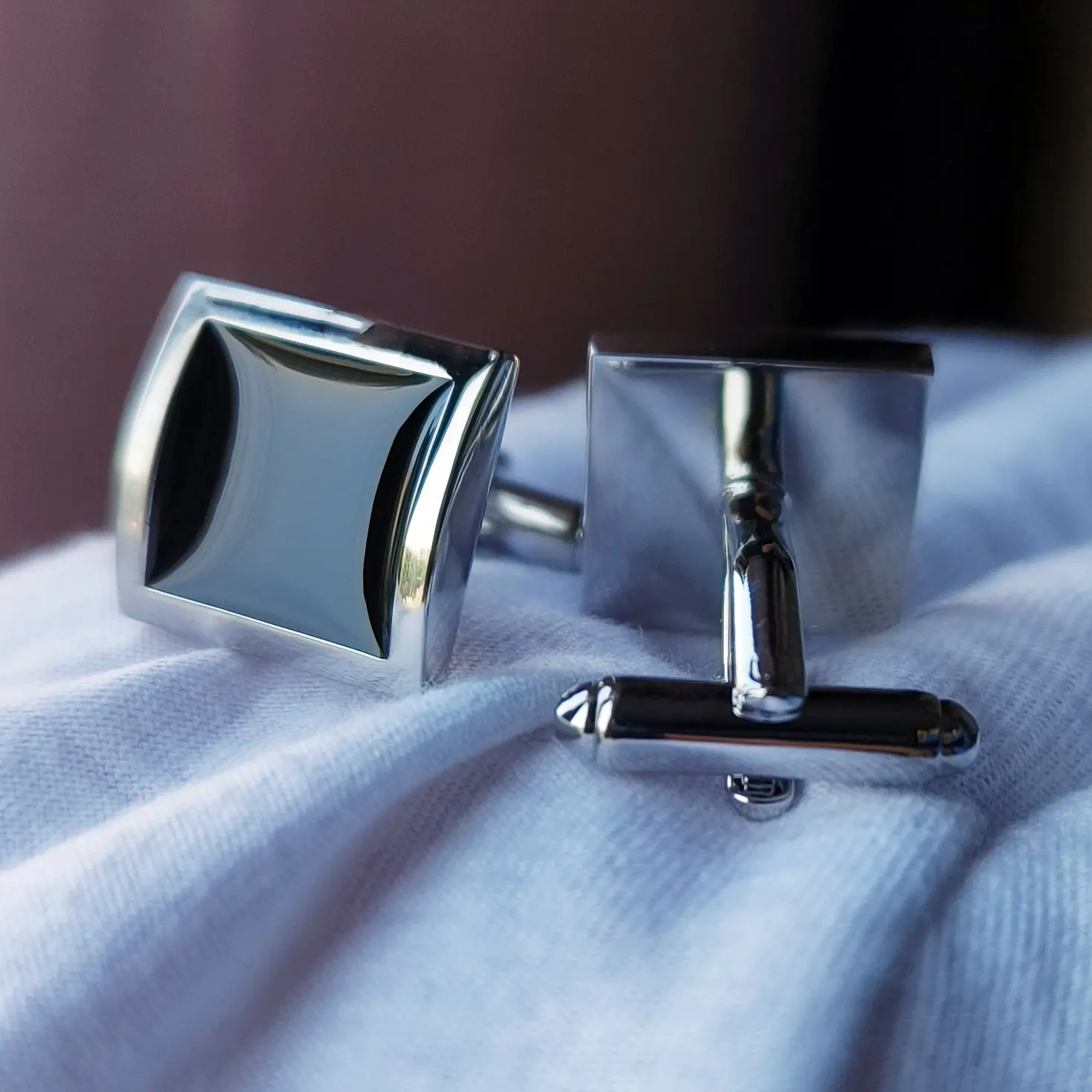 Classic Black Square French Cufflinks Epoxy Nail