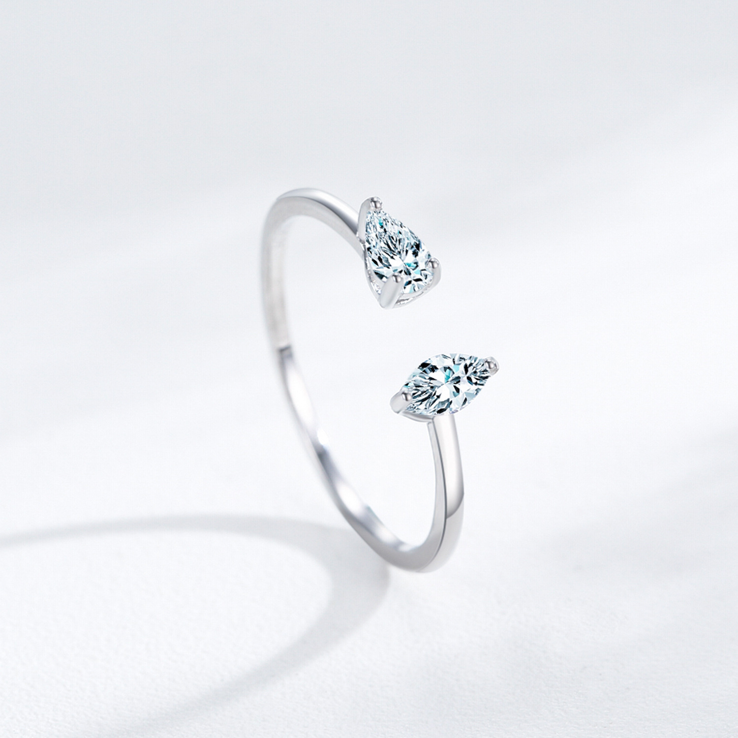 Geometric Irregular Zircon Open Ring