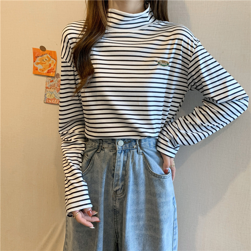 Versatile Loose Korean Style Striped Long Sleeve