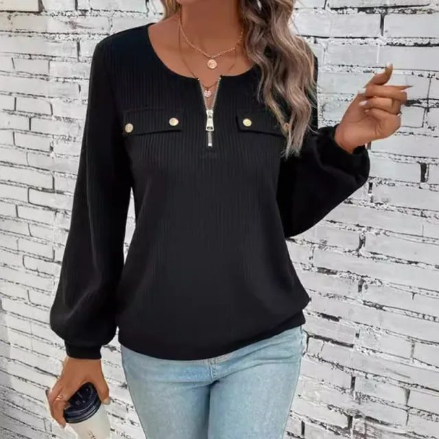 Spring And Summer Long Sleeves Round Neck Sweater Black - Shop at LoveMi