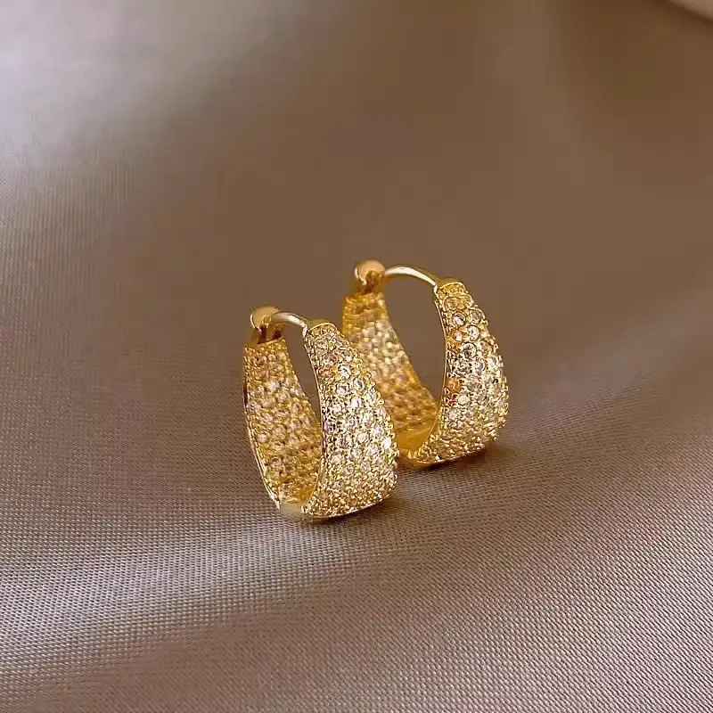 Geometric Cubic Zirconia Hoop Earrings for Women
