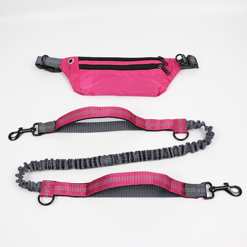 Pet Waist Bag With Exercise Leash - Pet Waist Bag With Exercise Leash Rose Red Upgraded Foam Handle GG4213