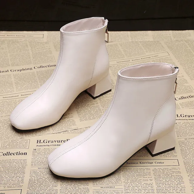 Female Square Toe Suede Boots White - Shop at LoveMi