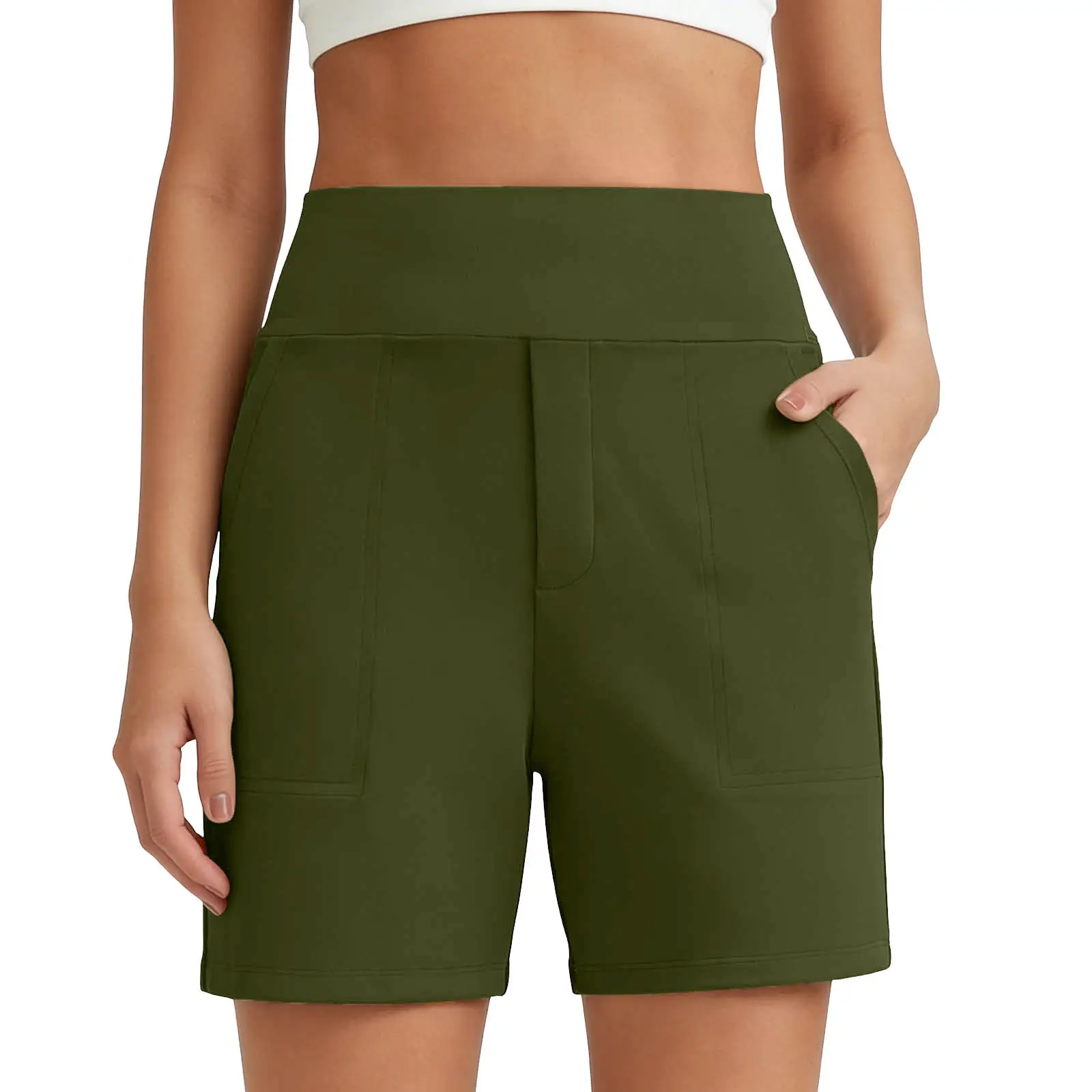 New Womens Solid-color Stretchy Comfortable Fitness Casual Shorts