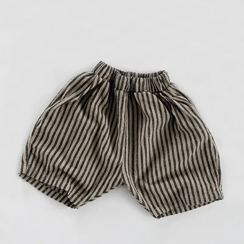 Summer Children's Cotton And Linen Vertical Striped