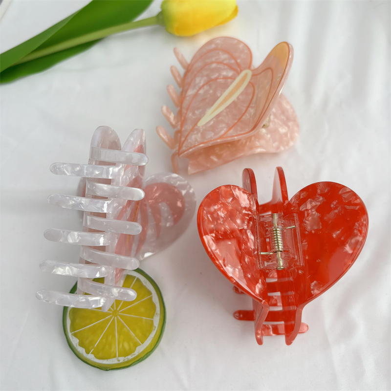 Womens Fashionable Acetate Hair Clip With Heart And Floral Design — foto 3