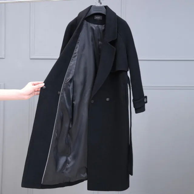 Woolen Coat Women's Mid length Woolen Coat Ins Black - Shop at LoveMi