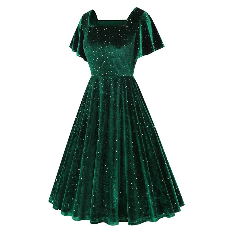 Title 13, Floating Sleeve Gilding Velvet Retro Dress