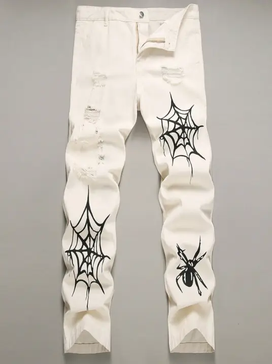 High Street Vibe Style Loose Straight Wide Leg Pants American Spider