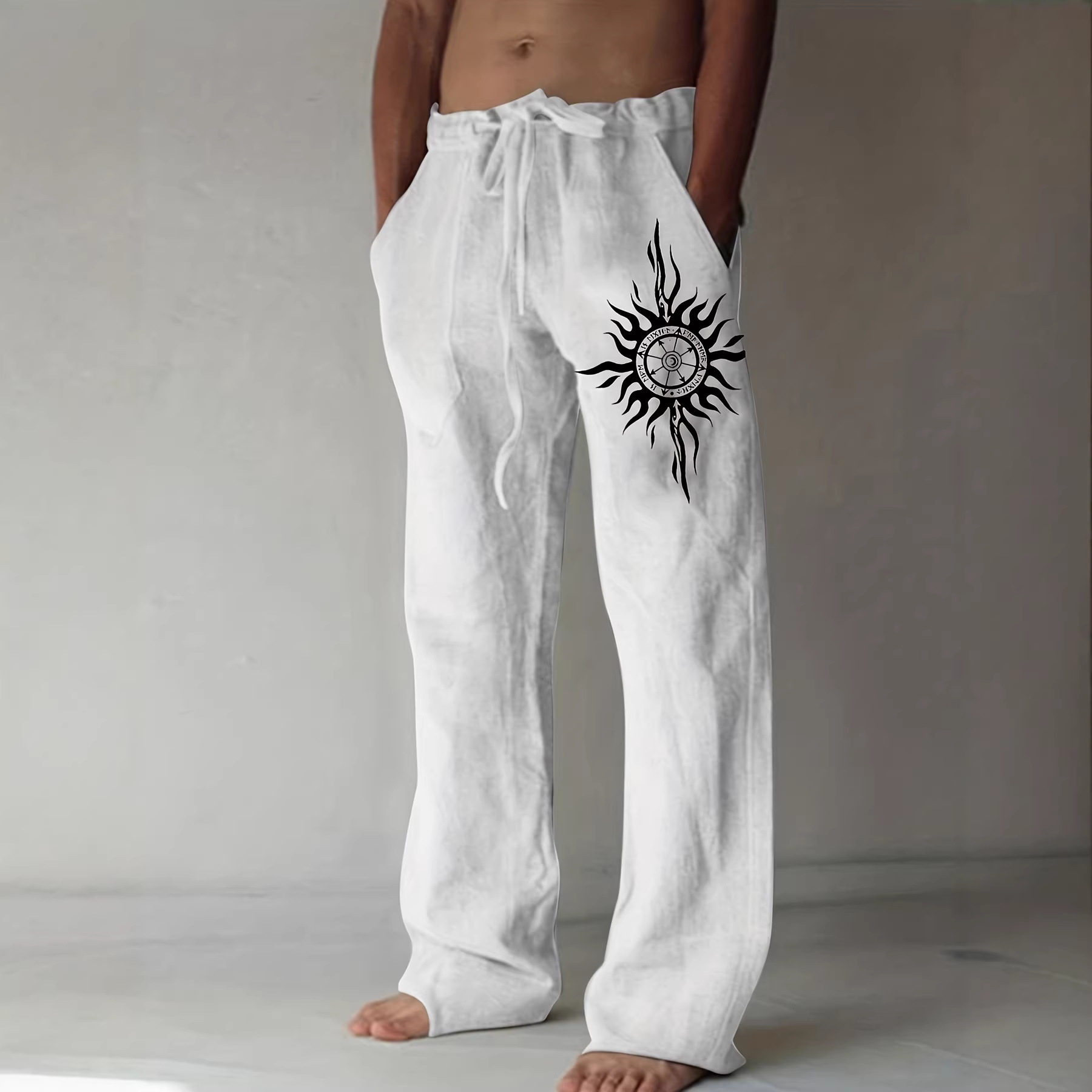Comfortable Everyday Loose-Fit Mens Wide-Leg Trousers