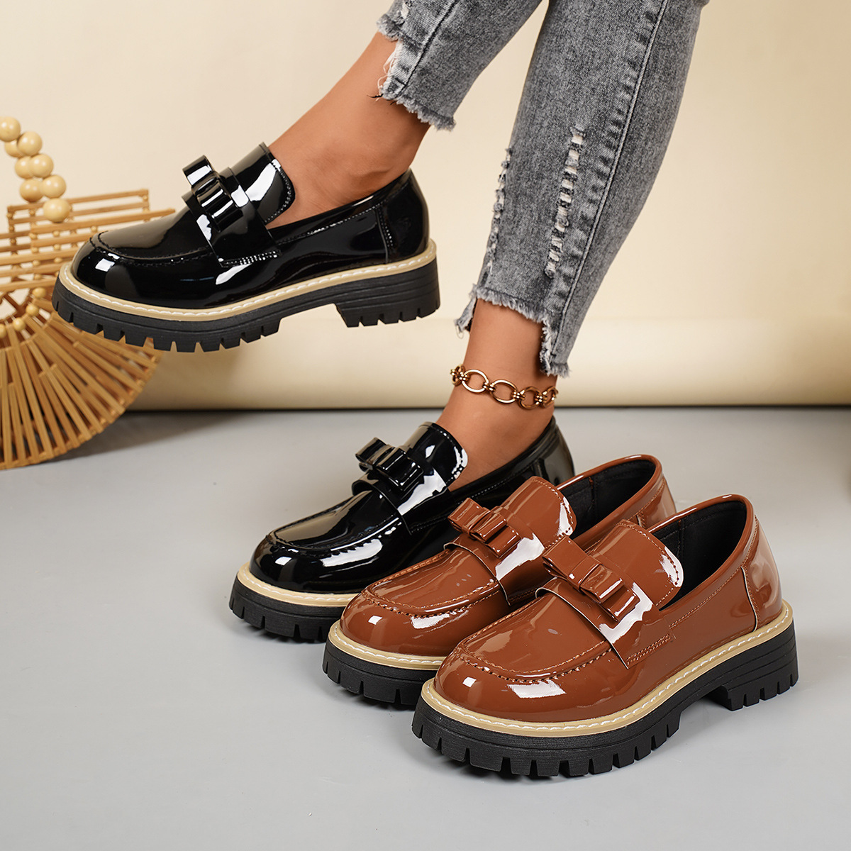Faux Leather Platform Loafers, picture 2 of 5