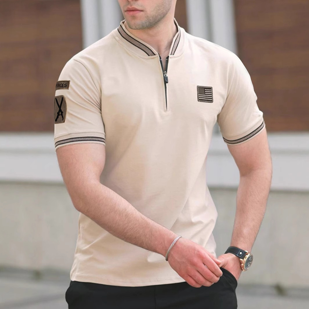Casual Stand-Up Collar T-Shirt Men's Polo Shirt 5
