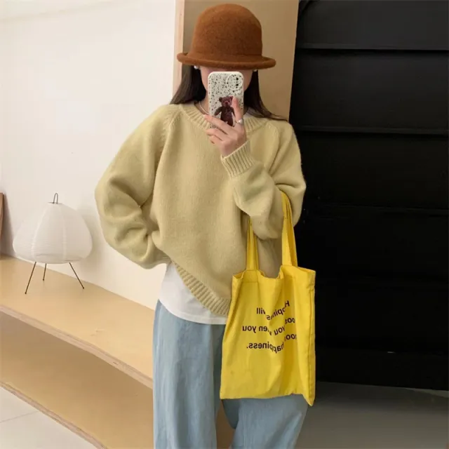 Women's Korean style Knitted Tops Outerwear Beige - Shop at LoveMi