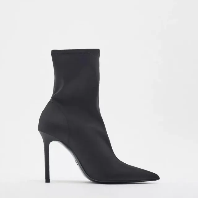 Women's Black High Elastic Pointed Stiletto Heel Ankle Boots Black - Shop at LoveMi