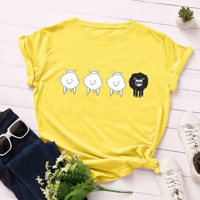 Cute Printed Short sleeved T shirt Yellow - Shop at LoveMi