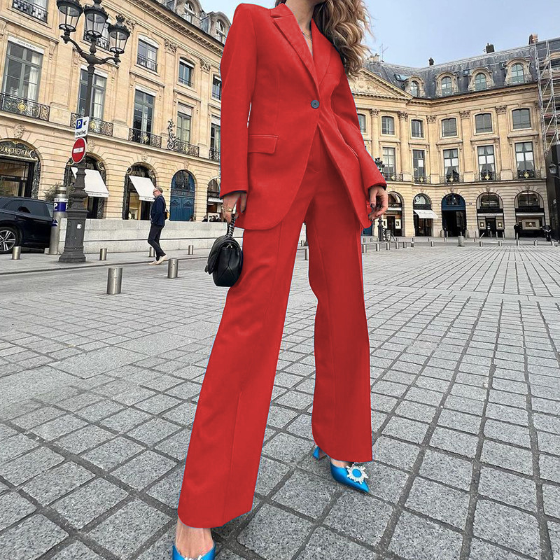 Fashionable Long-sleeve Professional Blazer And Trousers Two-piece Set 4