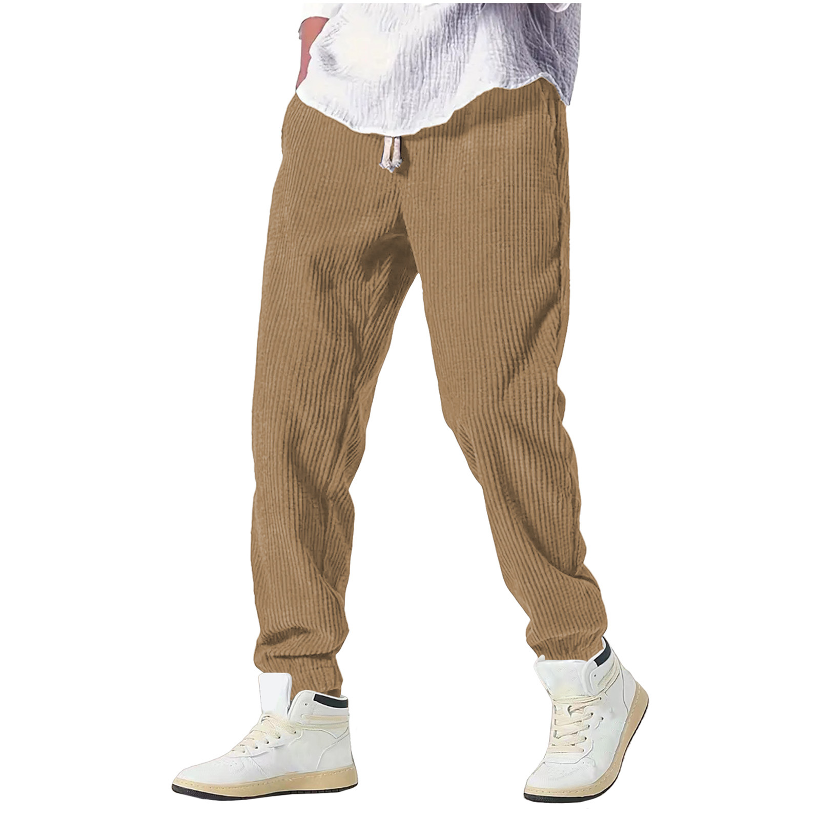 Mens Thickened Waffle-Weave Sporty Casual Pants For Fall Winter - Image 7