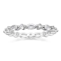 Horse Eye Row Diamond Ring Ins Style Ornament Fashion Fine Circle - Q615 White Gold Colour - View 1