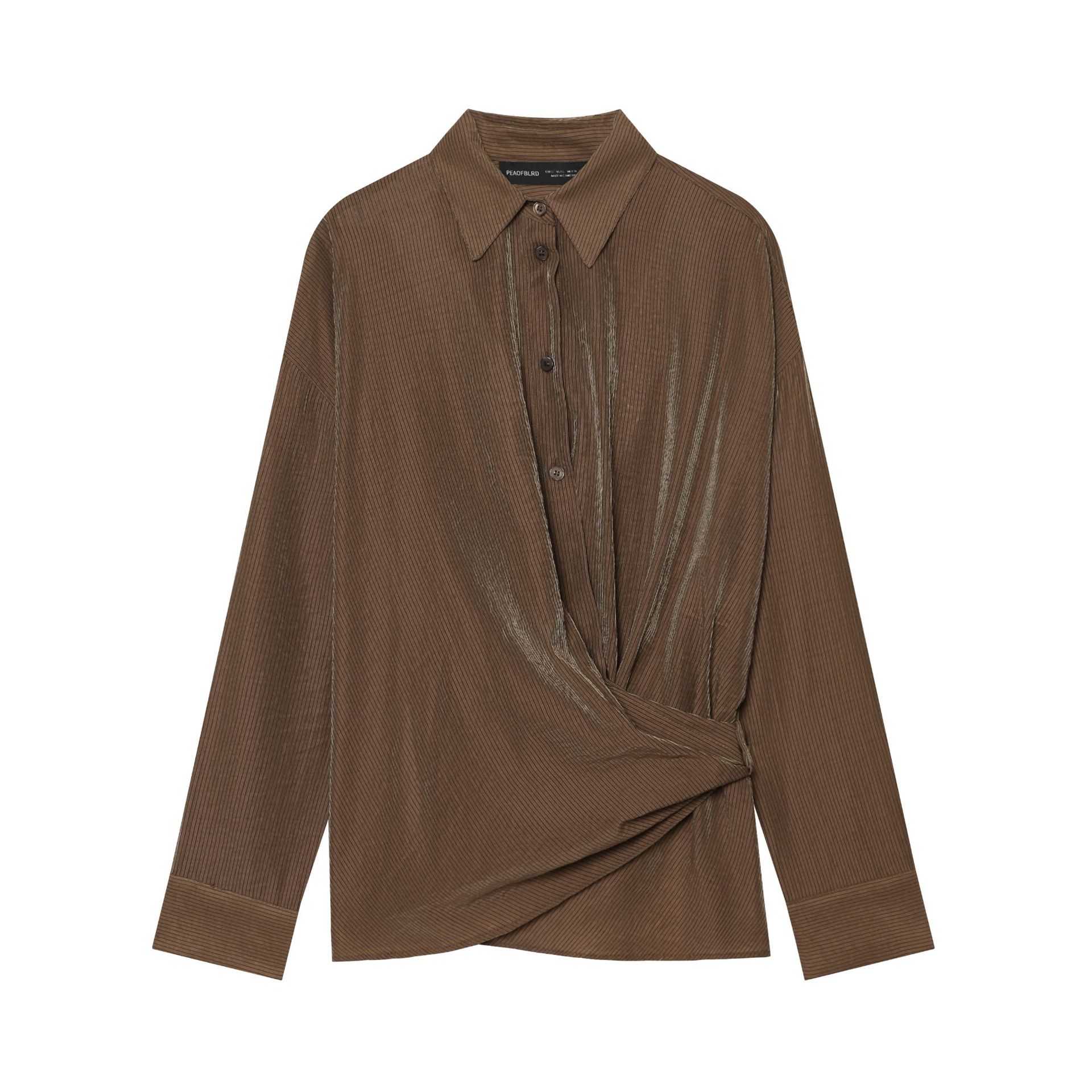 Fashionable And Versatile Long-sleeve Striped Shirt With A Turn-down Collar