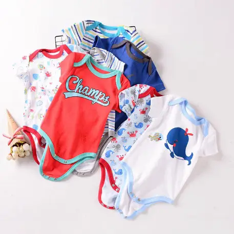 Casual Cotton Baby Short Sleeve Rompers
