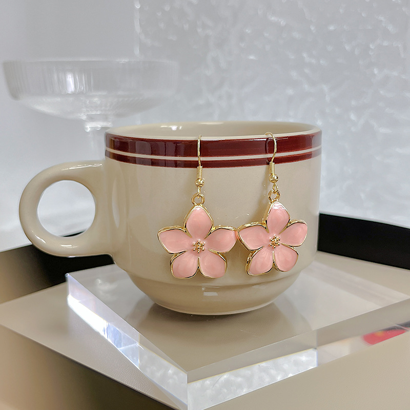 Retro Hong Kong Style Color Matching Flower Earrings