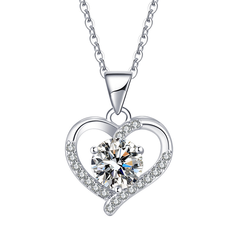 Love Design Silver Necklace Earrings Ring Suit Women