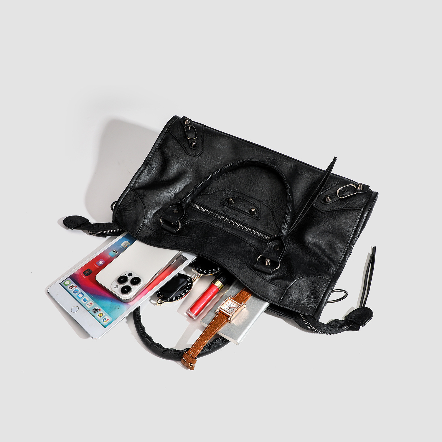 Niche-designed French-style Studded Biker Bag