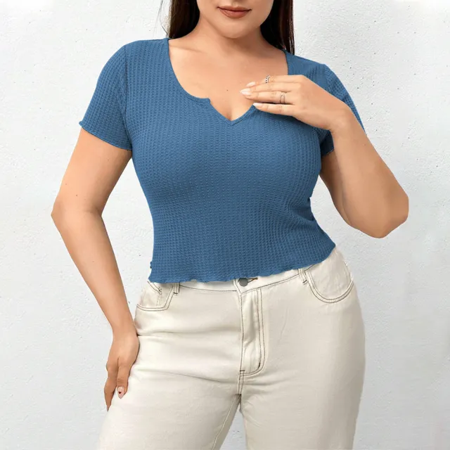 Breathable Slim Temperament Solid Color T shirt Top Blue - Shop at LoveMi