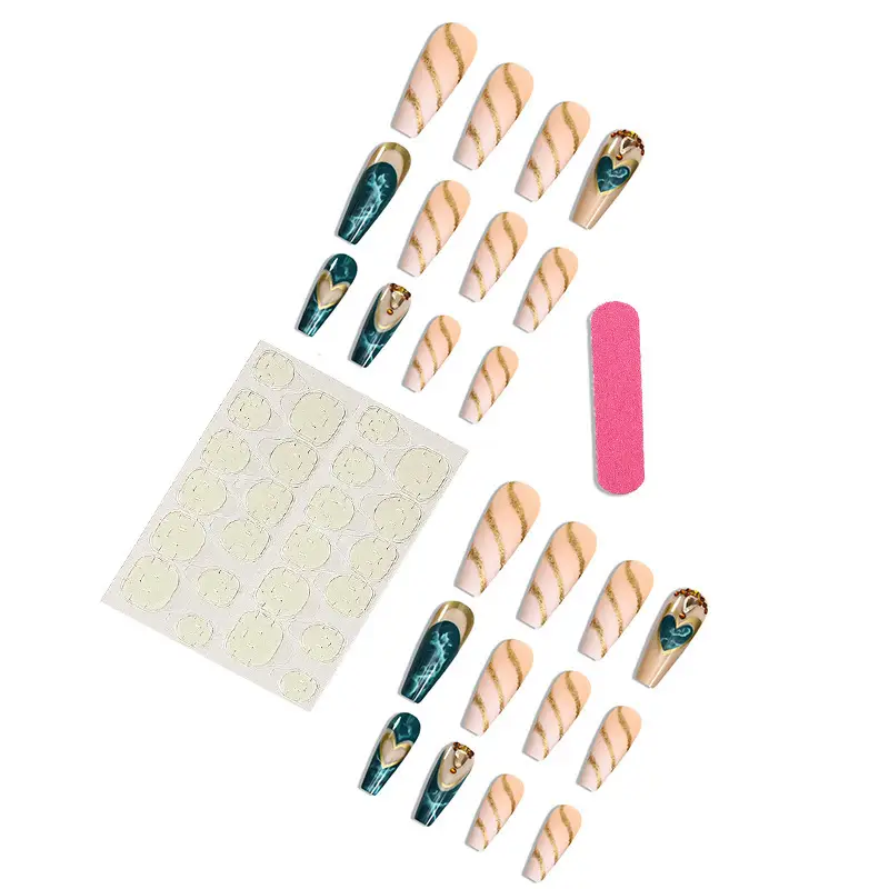 Green Blooming Love Tip Manicure Wear Nail Patch