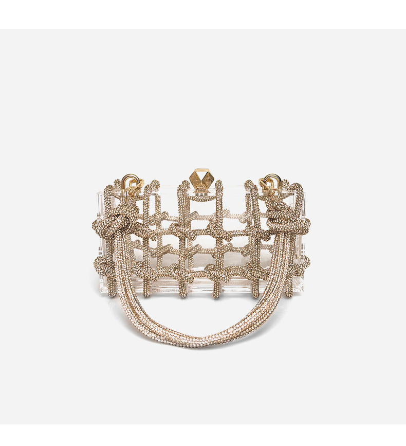 French Sweet Shiny Rhinestone Banquet Small Square Bag — foto 8