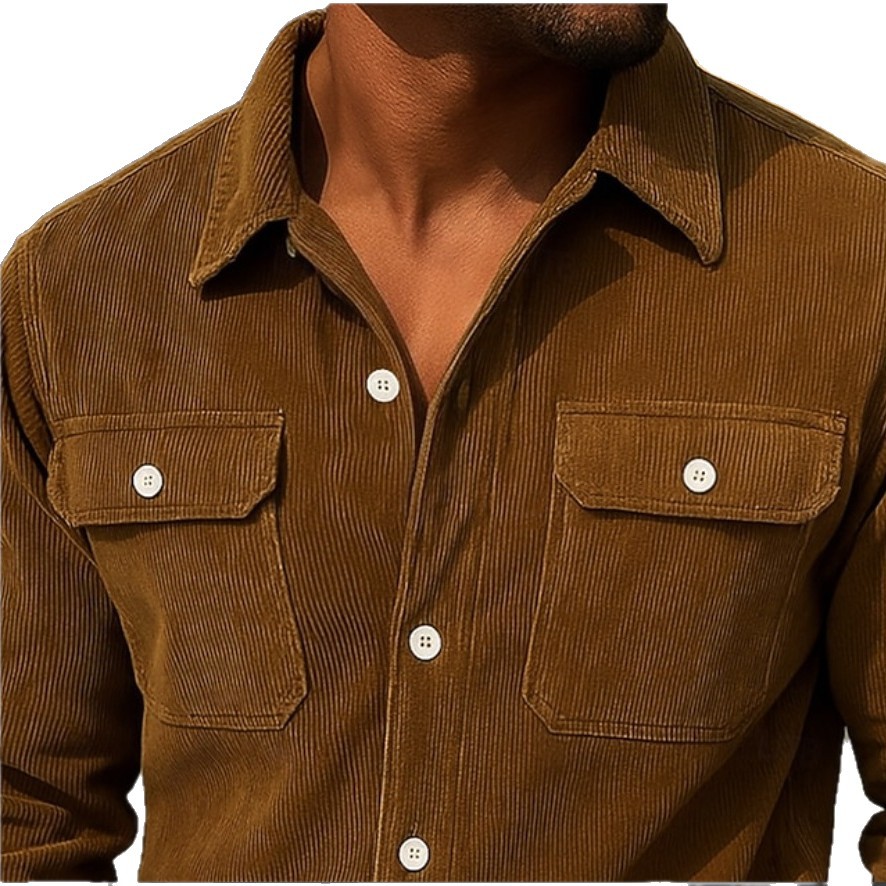 Mens Loose-fit Corduroy Shirt-coat