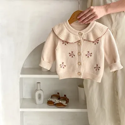 Baby Drawing Lapel Embroidered Knitted Coat