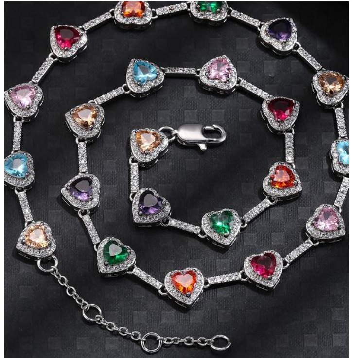 Cubic Zirconia Puzzle Charm Bracelet And Necklace In The Shape Of A Sugar Cube