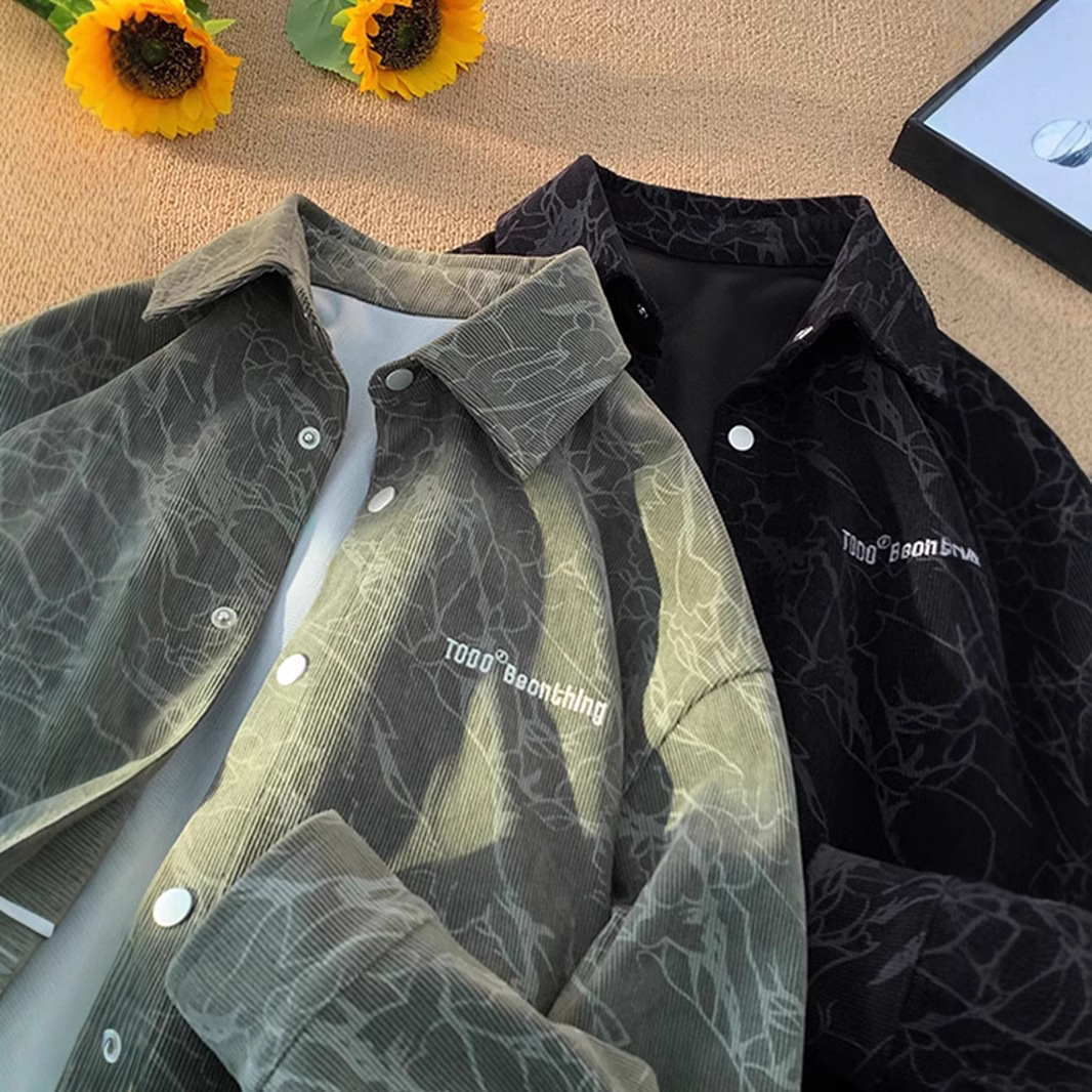 $14.63 Embroidered High-grade American Retro Corduroy Shirt For Men