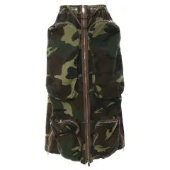 Three-dimensional Zipper Pocket Side Slit Midi Skirt - Camouflage - View 1