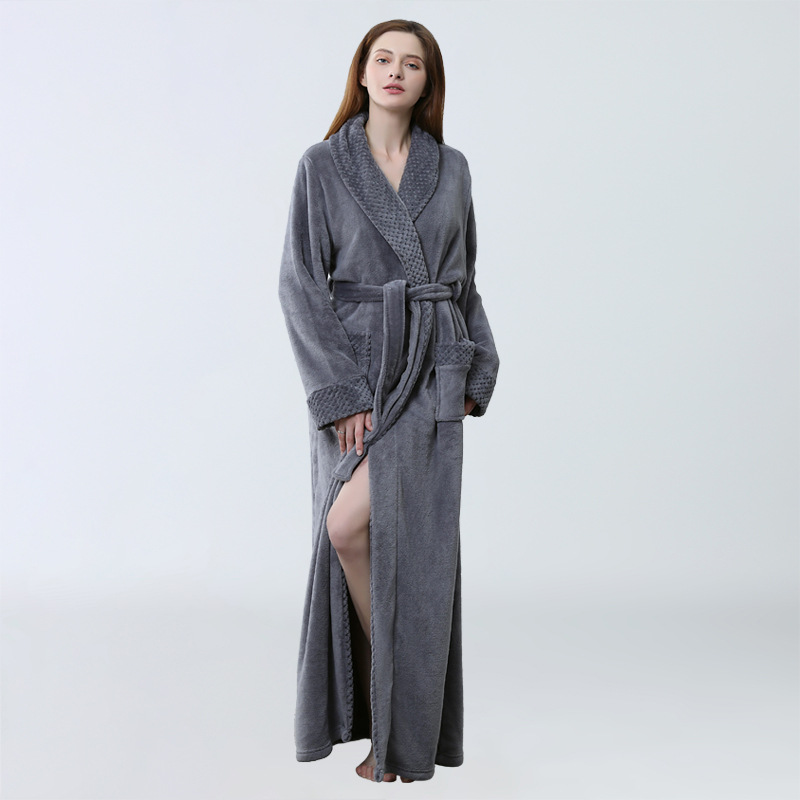 Women's Autumn And Winter Thickening Lengthened Bathrobe Flannel Nightgown