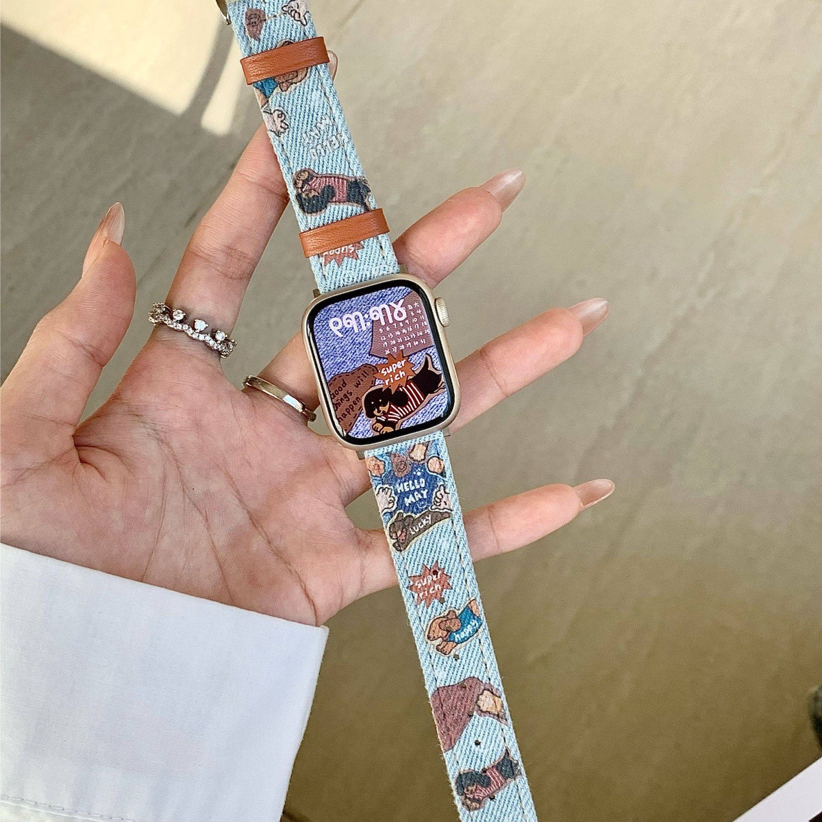 Cartoon Denim Watch Strap For Smartwatches IWatch Strap