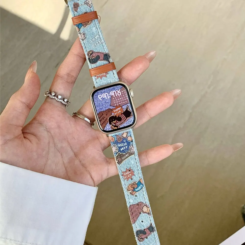 Cartoon Denim Watch Strap for Smartwatches IWatch