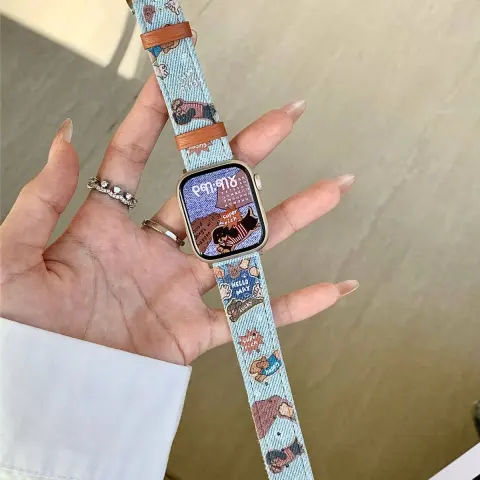 Cartoon Denim Watch Strap for Smartwatches IWatch