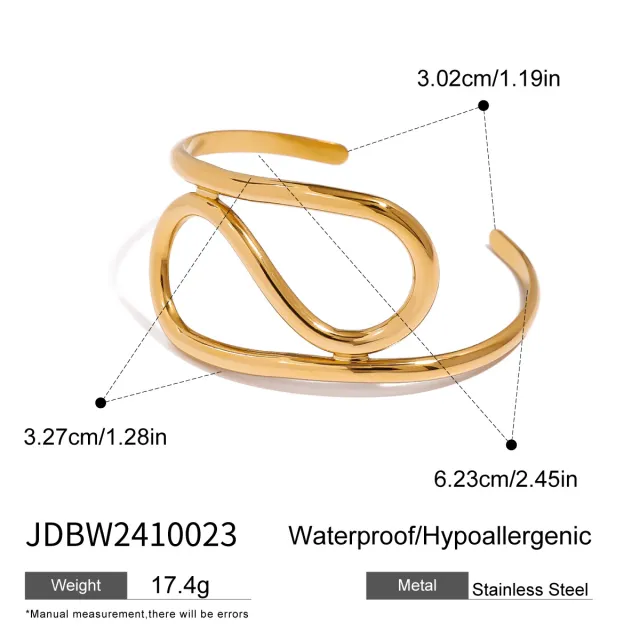 Stainless Steel Glossy Irregular Lines Twisted Open ended Bracelet Simple Jdbw2410023 - Shop at LoveMi