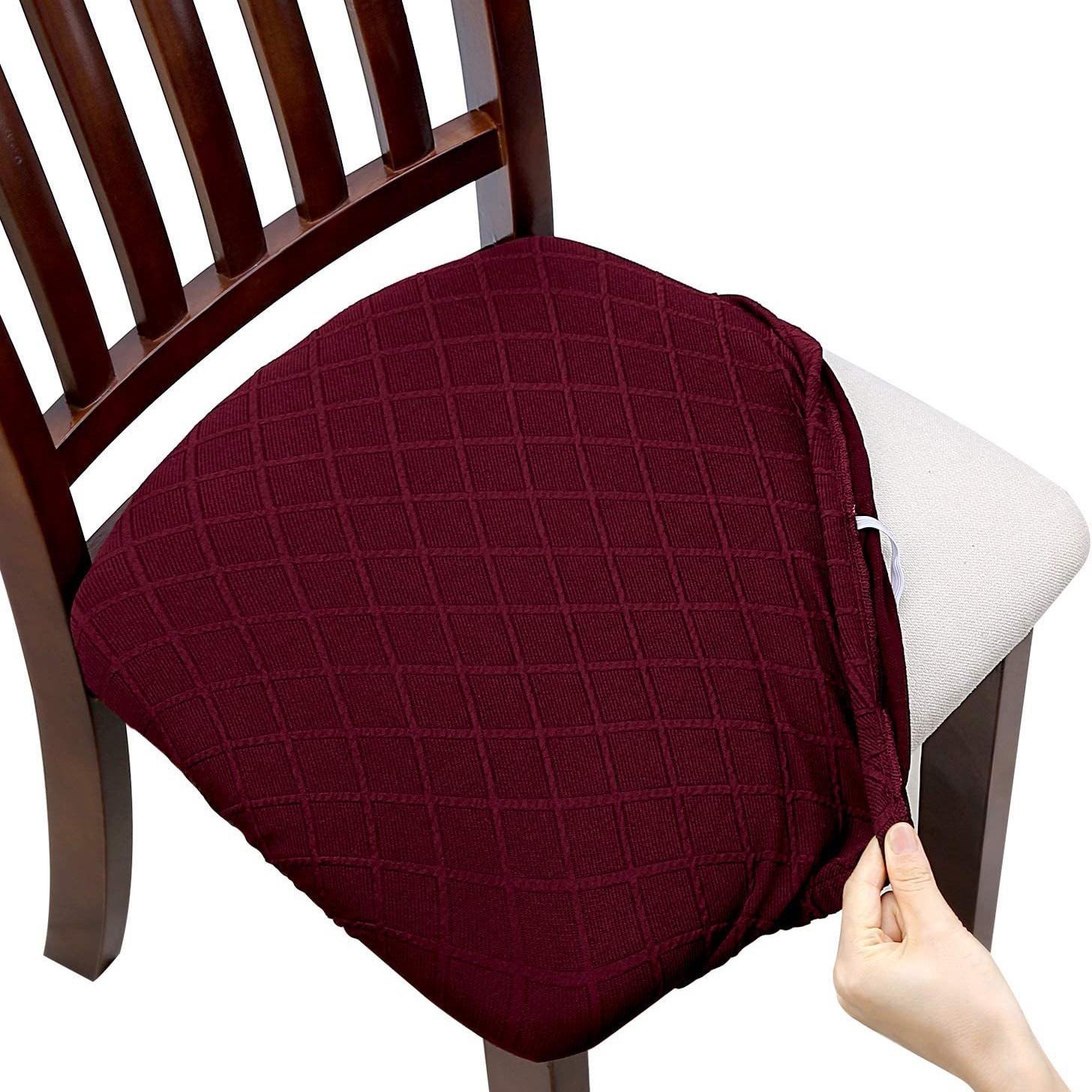 Diamond Jacquard Chair Cushion Cover