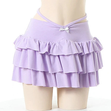 Thin Breathable Sweet Cute Solid Color Homewear Purple Skirt - Shop at LoveMi