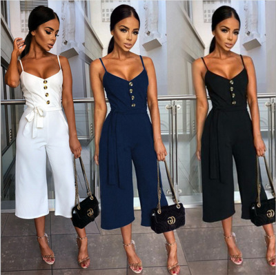 Elegant Commuter Backless Jumpsuit With Straps