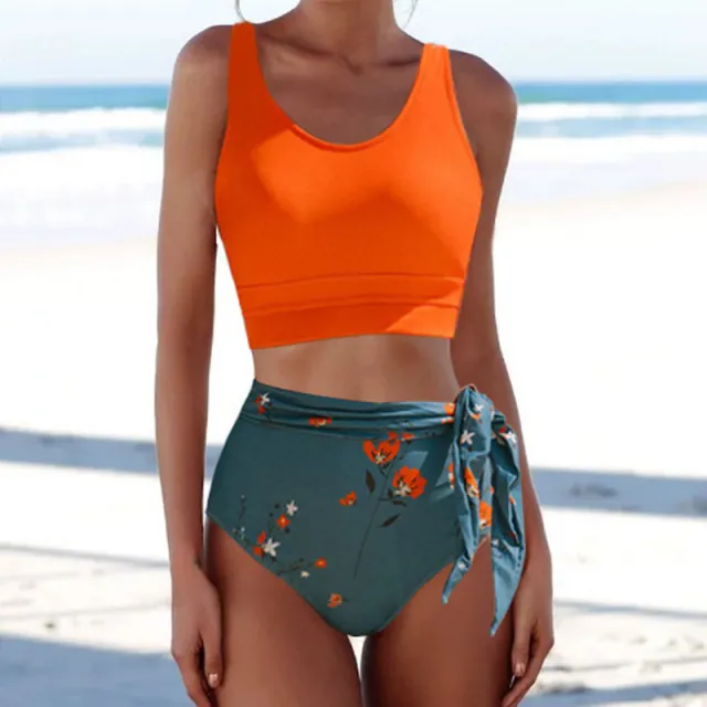 New Bikini Europe Cloth Printing Swimming Split Conservative Bikini Swimsuit For Women Figure 1 S - Shop at LoveMi
