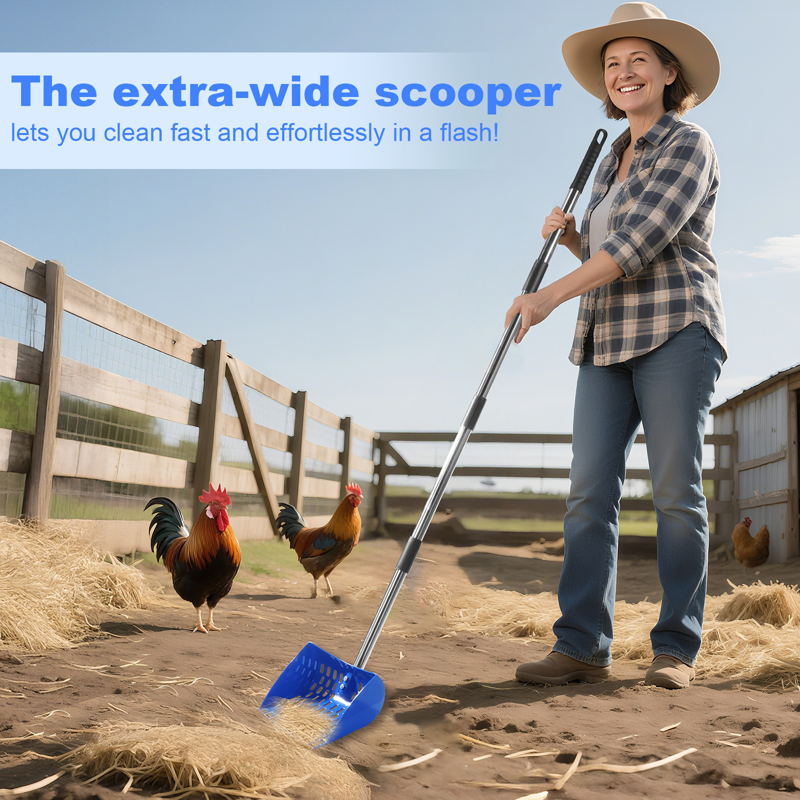 2-in-1 Chicken Manure Shovel And Rake Durable Sand Sieve