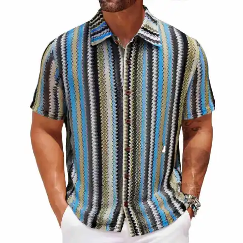 Summer New Men's Ethnic Style Striped Shirt