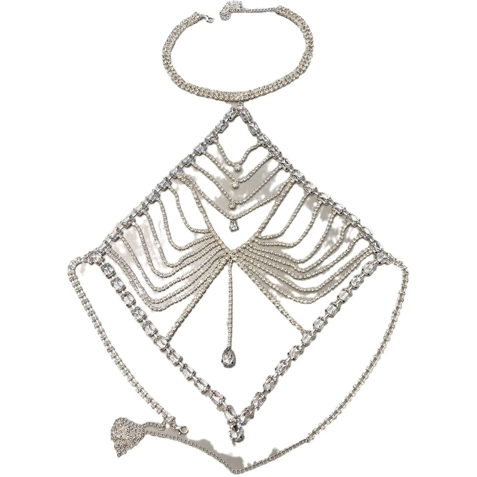 Beach Accessory Water Diamond Large Peach Heart Tassel Body Chain